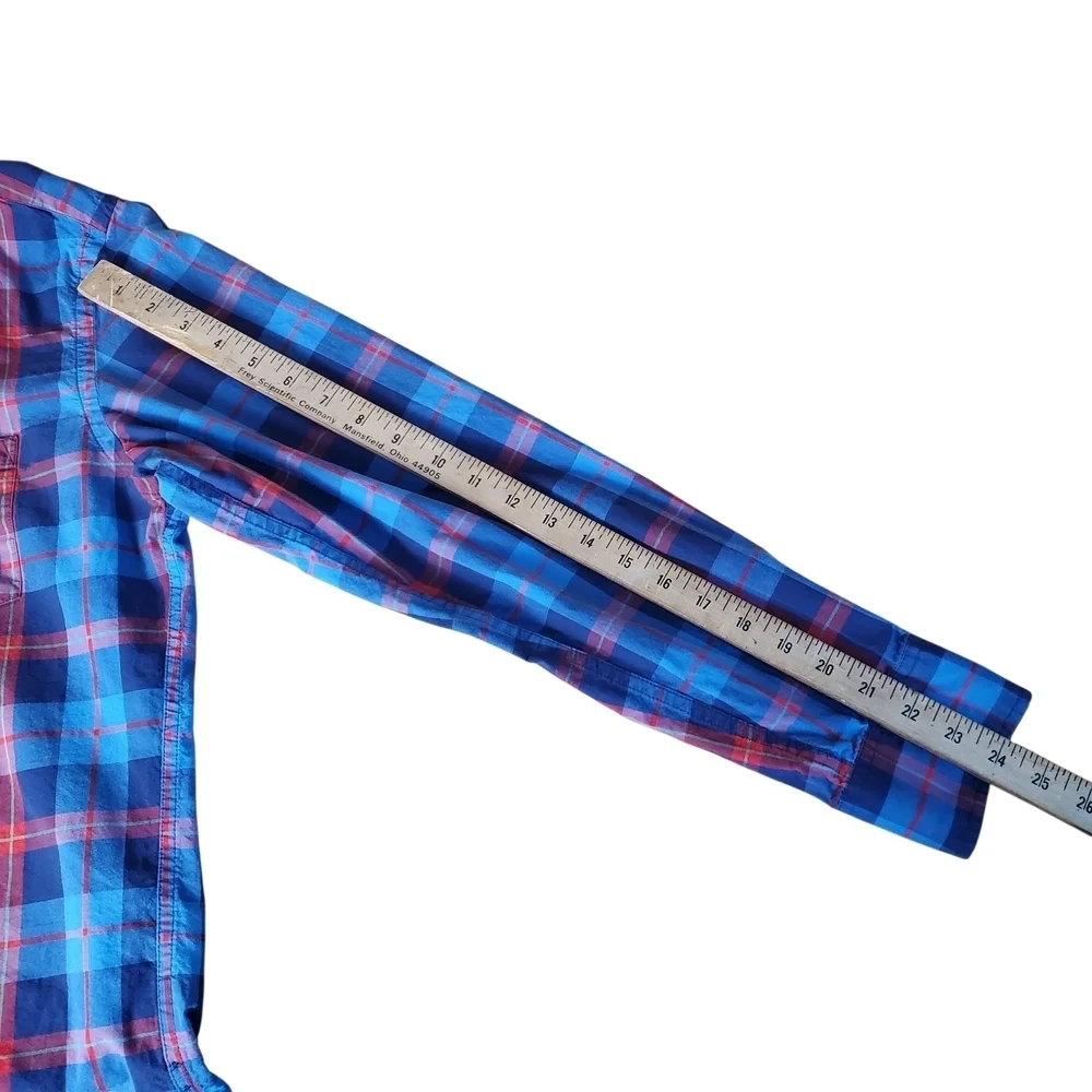 J. Crew Blue and Red Plaid Casual Button Down Shirt. MED. C0039